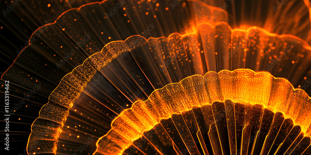 Poster abstract fire fan: a mesmerizing abstract image with a fiery orange glow, resembling a fan with intr