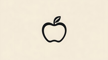 Obraz premium Simple Black Apple Outline Design Illustration