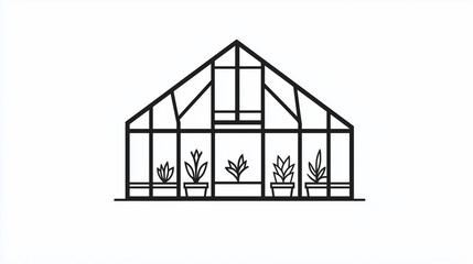 Isolated Flat Icon or Logo or Symbol of a Greenhouse on Pure White Background