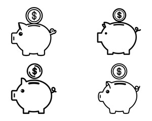 Minimalist Piggy Bank Icon with Dollar Coin | Savings and Finance Vector Illustration