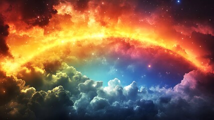 Obraz premium Celestial Cloudscape Vibrant Nebula and Starry Night