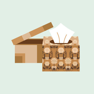 recommend clip art: Minimalist Tissue Paper Box and Napkins, Modern Flat Vector Drawing