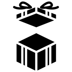 New Year Gift Box Solid Icon