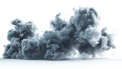Abstract Grey Ink Cloud Swirling in Water