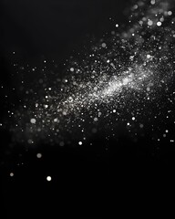 Abstract Silver Glitter on Black Background