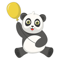 Naklejka premium Illustration of Cute Baby Panda. Isolated on White Background. Vector Cartoon Character