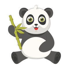 Illustration of Cute Baby Panda. Isolated on White Background. Vector Cartoon Character