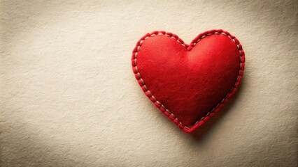Fototapeta premium Handmade Red Heart on Textured Background, Perfect for Valentine's Day or Romantic Occasions