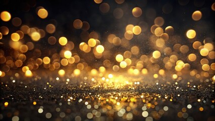 Black and Gold Glitter Background with Sparkling Lights