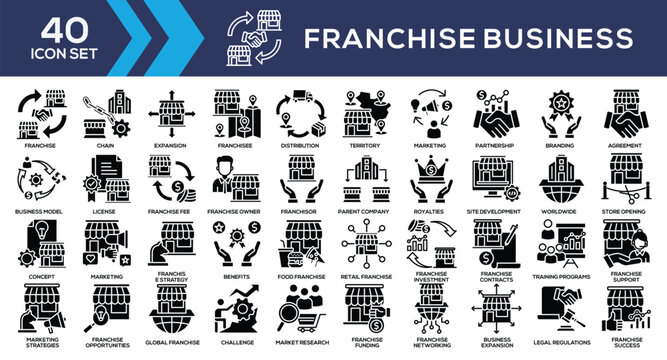 Franchise Business Glyph Icon Collection