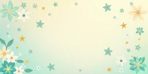 Pastel Floral Background Spring Flowers Stars Banner Design