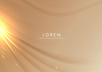 Abstract background soft brown luxury banner template wave layer with golden elegant lines wave. Luxury concept design.