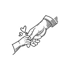 a child's hand holding his parent's hand, a symbol of love and care.