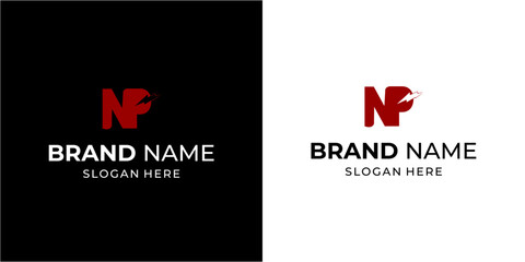 Creative NP Letter Logo with Electricity, Illustration, Design Inspiration, Vector, Icon
