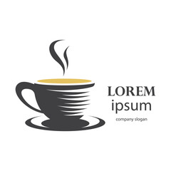 Obraz premium logo design of hot coffee in a glass with smoke