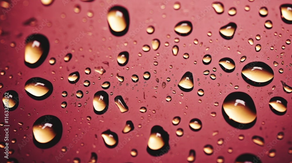 Poster Close-up View of Water Drops on a Shiny Metallic Surface Capturing the Essence of Reflections and Details in High Resolution