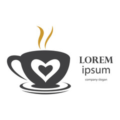 logo design of hot coffee in a glass with smoke