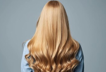 Naklejka premium A photo of a woman with long blonde hair looking over her shoulder
