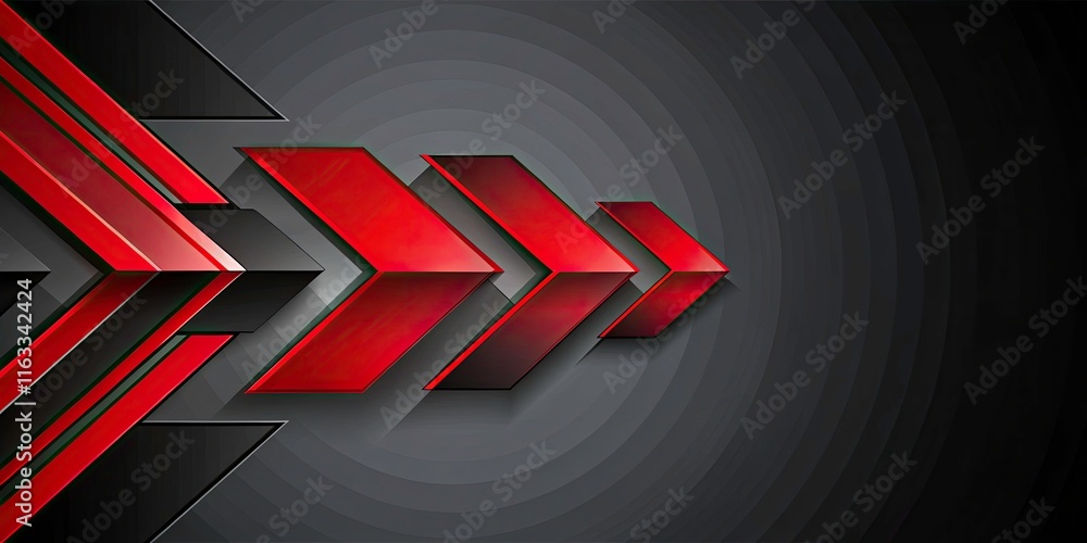 Aufkleber abstract red and black arrow overlap on gray background for modern design and creative projects