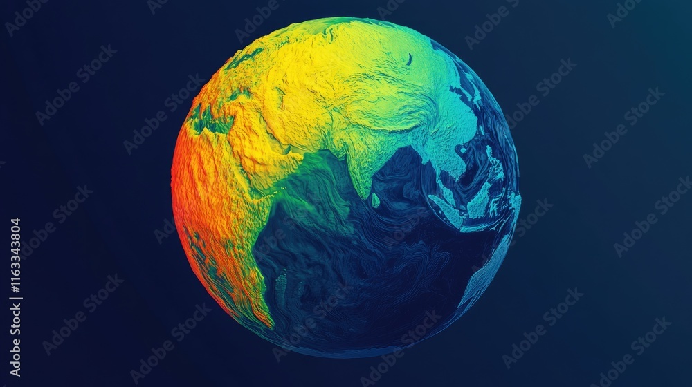 Aufkleber a visual representation of a planet earth with a heat map overlay, highlighting areas most affected 