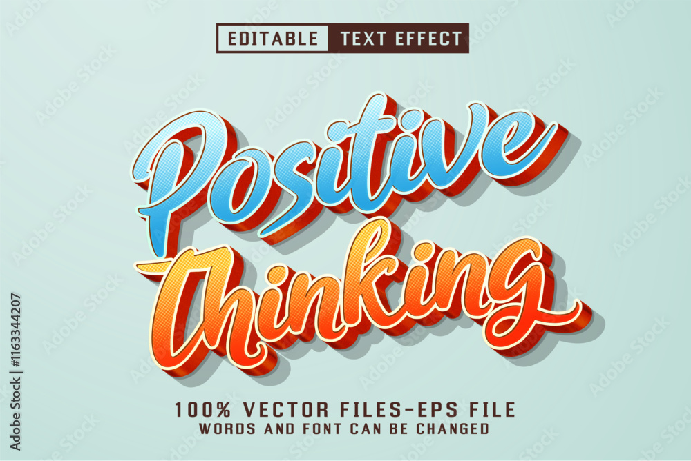 Poster positive thinking 3d text - editable text effect
