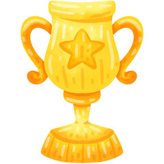 Hand drawn watercolor trophy illustration