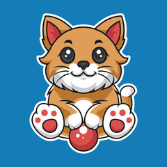 Cute Cat Cartoon Vector Icon Illustration. Animal Nature Icon Concept Isolated Premium Vector. Flat Cartoon Style