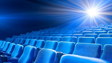 Fototapeta premium A row of red chairs in a theater