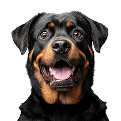 Fototapeta premium Rottweiler Retriever dog with a surprised face, Pet Photography, isolated on transparent background 