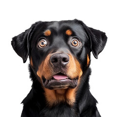 Fototapeta premium Rottweiler Retriever dog with a surprised face, Pet Photography, isolated on transparent background 