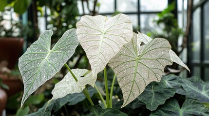 Obraz premium White Veined Leaves in a Greenhouse