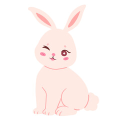 Cute pastel Easter bunny sitting cartoon character doodle illustration