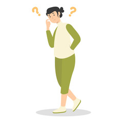 People Think and Solve Question. Confused Situation. Flat Cartoon Vector Illustration