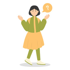 People Think and Solve Question. Confused Situation. Flat Cartoon Vector Illustration