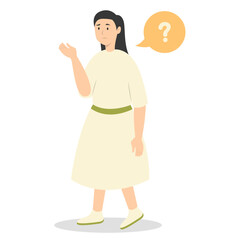 People Think and Solve Question. Confused Situation. Flat Cartoon Vector Illustration