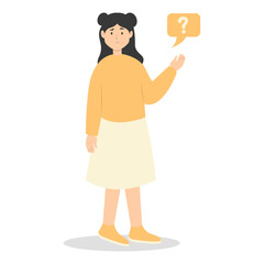 People Think and Solve Question. Confused Situation. Flat Cartoon Vector Illustration