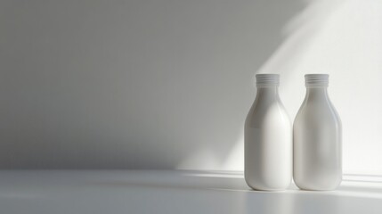 Light and Shadow on Bottles of Milk