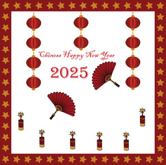 chinese new year card with lanterns