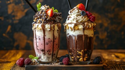 Vibrant Milkshakes with Natural Lighting in Isolated Background