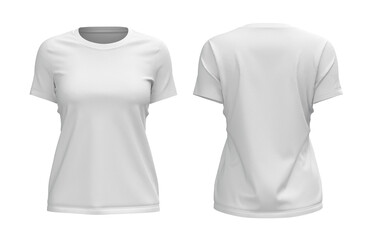 white women round neck shortsleeve tshirt jersey front and back view