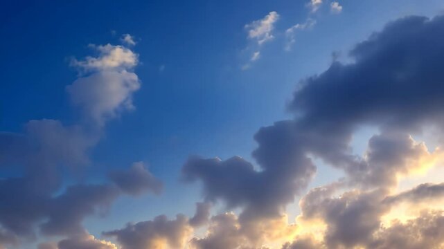 Beautiful clouds drift across a clear blue sky during the late afternoon