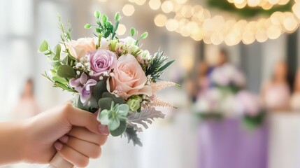 Wedding Bouquet: A beautiful bouquet of flowers, perfect for a wedding.  The bouquet is a symbol of love and commitment. It is a beautiful reminder of the special day.  