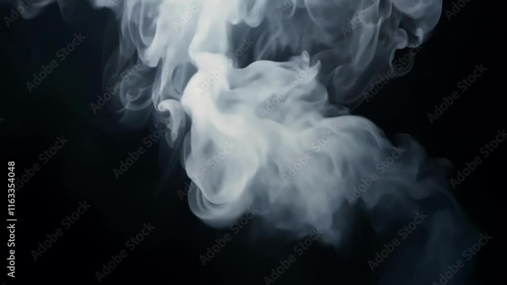 Poster a visually striking close up of swirling smoke on a dark background, creating a mysterious and ether