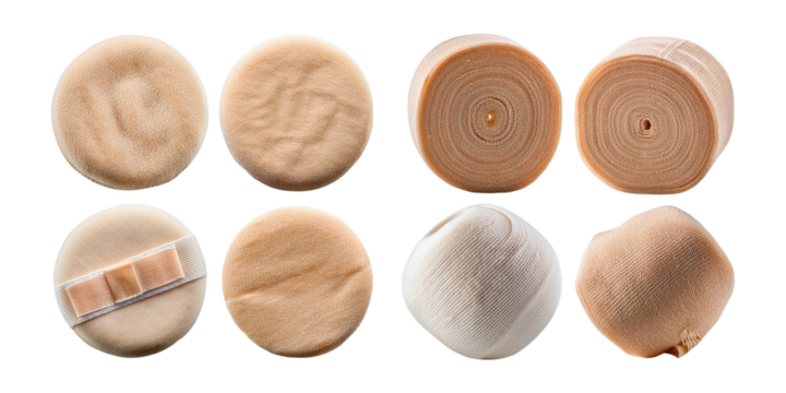 Various Bandages on Transparent Background