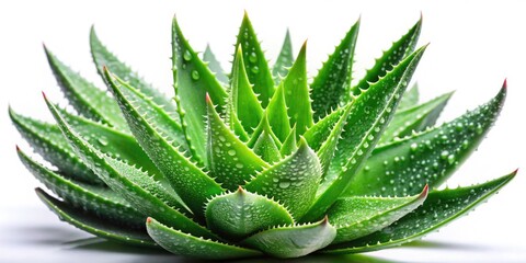 Fresh Aloe Vera Plant Isolated on White Background - Natural Herbal Remedies, Organic Skin Care, and Healthy Lifestyle Benefits