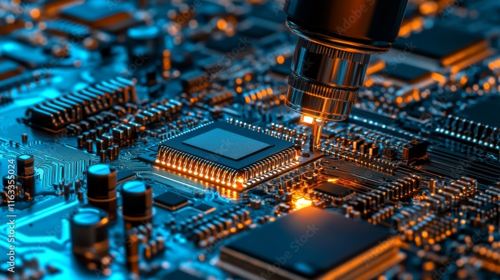 Poster close-up of a modular device with cool tech detail