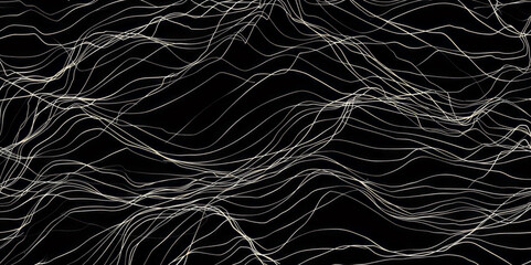 Obraz premium A simple design of tangled lines against a black background represents a messy scribble.