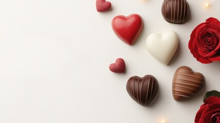 Fototapeta premium Intertwined Hearts and Chocolate Delights for Valentine s Day