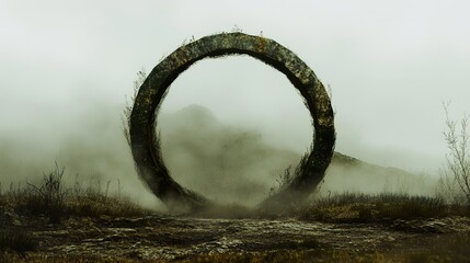 Fototapeta premium Mystical Stone Circle in Foggy Landscape