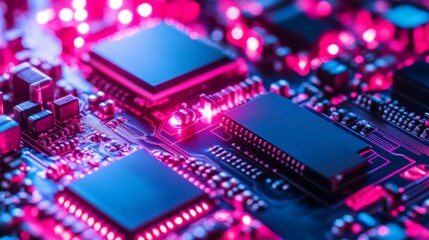 Glowing LED Boards with Soft Light on Dark Background
